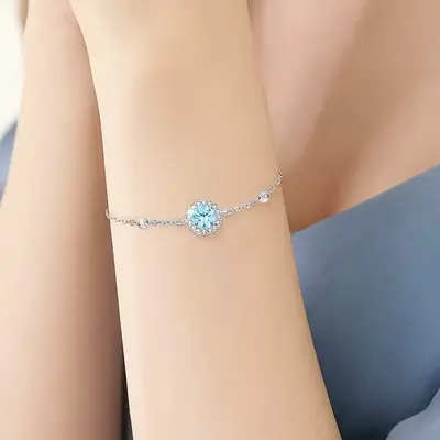 Meeresblau Schlüsselbein-Kette 5A Zirkonia Luxus-Halskette Damen - 8