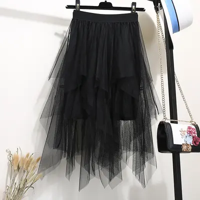 Women's High-Waisted Knit Irregular Fairy Skirt, Spring Style