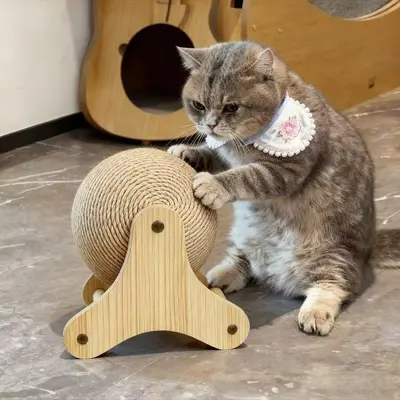 Katzenkratzbrett mit Sisal-Ball, krümelfrei, mit Rollen - 9