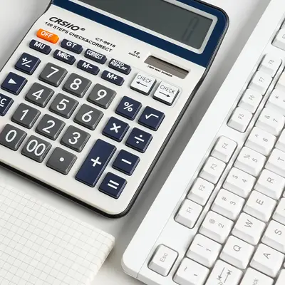12-Digit Dual Power Desktop Calculator, Large Screen, Blue-Black - 3