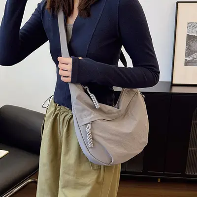Weizenähre-Maultaschen-Tasche verdickte Nylontasche Damentasche Pendlertasche Schultertasche mit mehreren Reißverschlussfächern große Kapazität Einzelschultertasche mit Quaste - 10