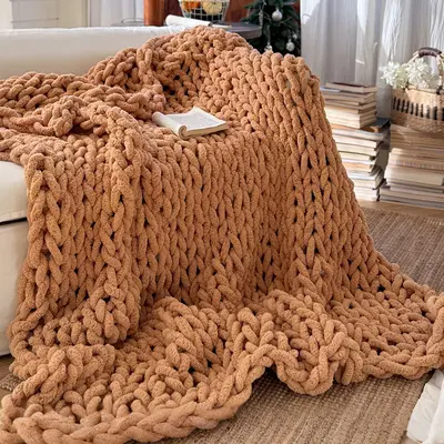 Nordic Solid Color Decorative Throw Blanket, Plain Knitted Throw, Minimalist Light Luxury Sofa Bedroom Bed End Nap Air Conditioner Blanket