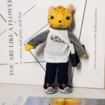Japanischer Stil Katzenfigur Taschenanhänger, Mini-Katzenpuppe - 2