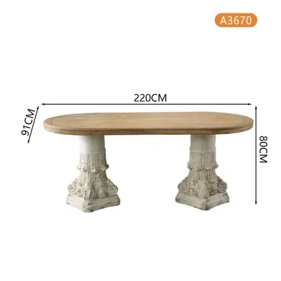 American Country Style Embossed Dining Table for Living Room and Hotel - 6