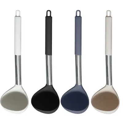 Silikon spatula ve çorba kaşığı 15 parçalı set, paslanmaz çelik silikon spatula, yapışmaz spatula, çok fonksiyonlu ev tipi mutfak gereçleri seti - 12