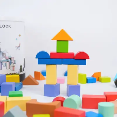 100-Piece Beech Wood Building Blocks, Early Education, Solid Wood, Eco-Friendly - 5