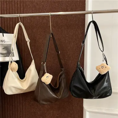 Women's Retro Solid Color Casual Shoulder Crossbody Bag - 1
