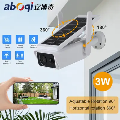 Anboqi 4MP Akıllı Güneş Enerjili Tabanca Kamera Dış Mekan Su Geçirmez Düşük Güçlü Kamera Kablosuz WIFI İzleme