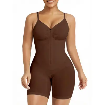 Women's Seamless Tummy Control Butt Lift Shapewear Bodysuit with Zipper