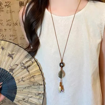 爱心串珠吊坠项链女2025新款民族风秋冬长款编绳毛衣链高级感配饰 - 7