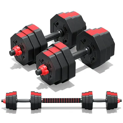 Octagonal dumbbell set, iron-coated, adjustable - 7