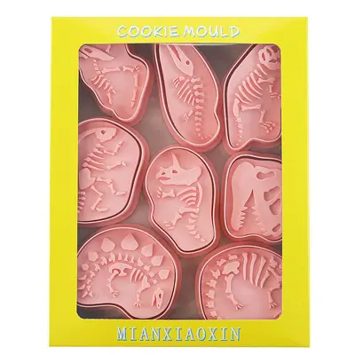 Dinosaur Fossil Cookie Cutter Set with 3D Stamp Mold