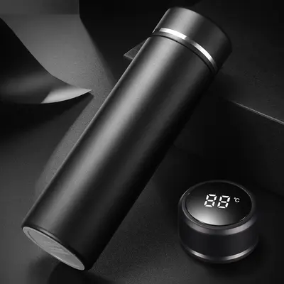 Herren-Thermobecher aus 316er Edelstahl mit Temperaturanzeige und Teesieb