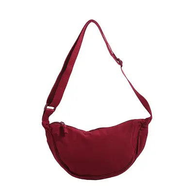 Japanese-Style Solid Color Lightweight Canvas Crossbody Bag - 9