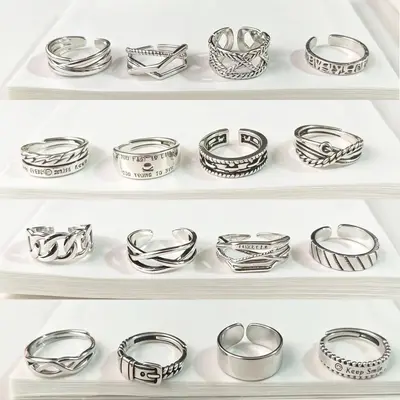 Hip-Hop Men's Index Finger Ring, Retro Open Band, Adjustable