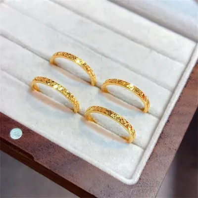Sand gold crushed ice women's ring, narrow and wide versions