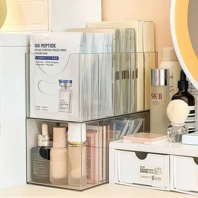 Maske saklama kutusu şeffaf bölmeli PP dressing rafı