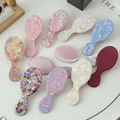 Korean-Style Best-Selling Sweet and Cute Acetate Air Cushion Comb, Oval, Hair-Friendly, Anti-Static, Compact and Portable Comb, Hair Styling Comb