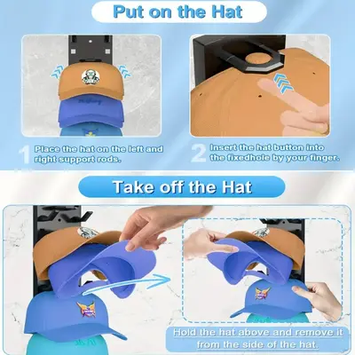 Self-Adhesive Wall-Mounted Baseball Cap Organizer, Multi-Layer Cap Display Shelf