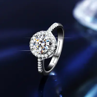 S925 Sterlingsilber Moissanit Ring Ohrring Halskette Set - 3