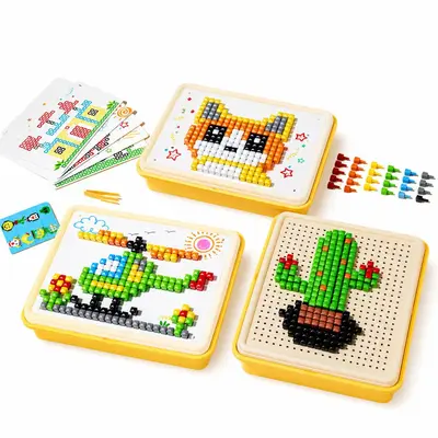 Mushroom Peg Snap-Together Children's Puzzle and Building Block Set - 6