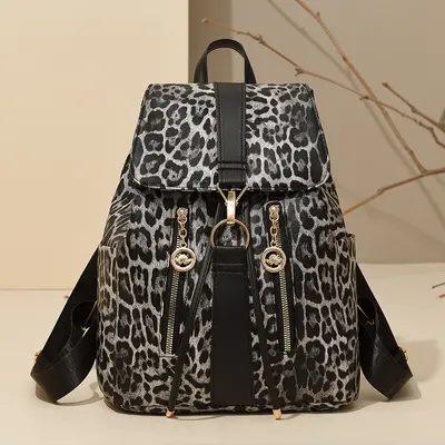Leichter Leopardenmuster-Rucksack, zweifach nutzbar, Retro-Stil - 2