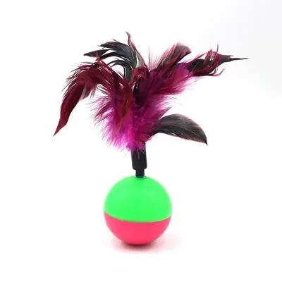 Cat toy feather mouse teaser wand with small ball