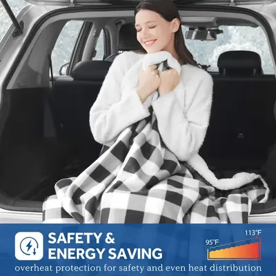 Karierte 12V Auto-Elektrodecke mit Körperwärmer-Schal