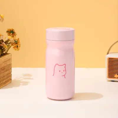 Sevimli Kedi Desenli 316 Paslanmaz Çelik Mini Termos Bardak, 240 ml - 8