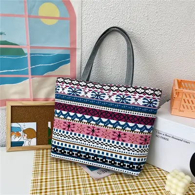 Large Capacity Printed Canvas Women's Tote Bag - 9