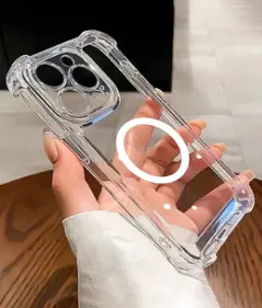 Manyetik Şeffaf Hava Yastıklı Darbeye Dayanıklı iPhone 16 Pro Max Kılıfı - 7