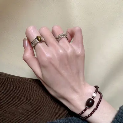 Vintage gümüş oyalı kazımalı yüzük, işaret parmağı - 3