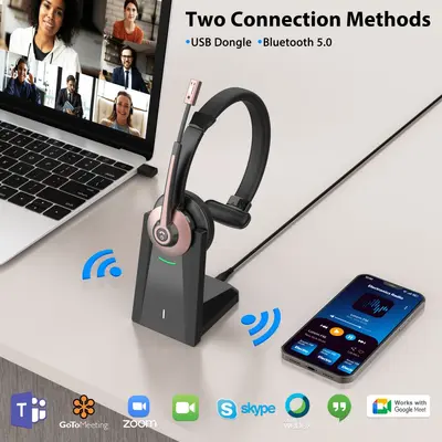 Einohr-Bluetooth-Büroheadset mit Geräuschunterdrückung und Ladestation, BT783C