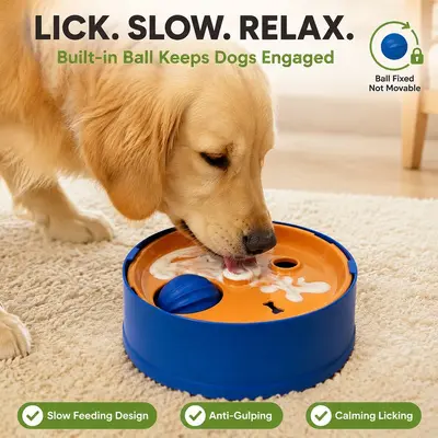 Pet Slow Feeder Bowl for Dogs, Large Breed Dog Large Capacity Dog Food Bowl Integrated Lick Ball Dog Bowl, Cross-Border Pet Bestseller