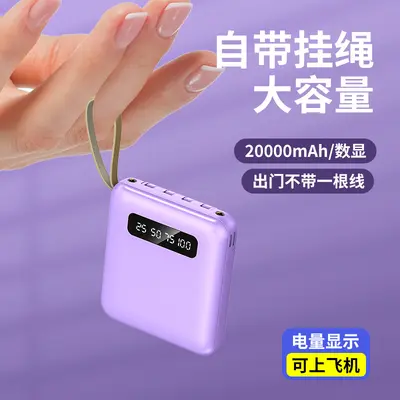 Wholesale Mini Built-in Cable Power Bank 20000mAh Compact Portable Large Capacity Fast Charging Shared Mobile Power Supply