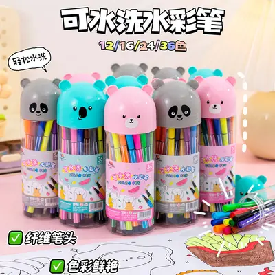 Kreative Teddybär Aquarellstifte, abwaschbar, Malstiftset 12/18/24/36 Farben Großhandel Aquarellstifte