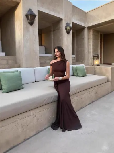 Women's Autumn Winter Dress, Off-Shoulder Asymmetric Pleated Sexy Dress