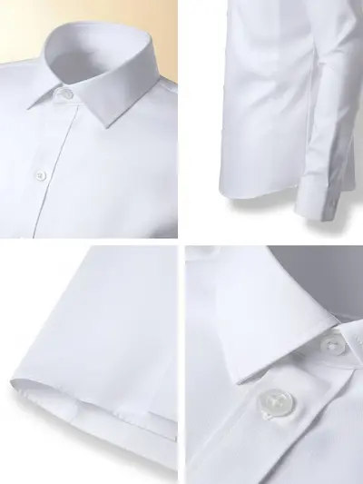 Men's Four-Way Stretch Non-Iron Long-Sleeve Dress Shirt, Solid Color