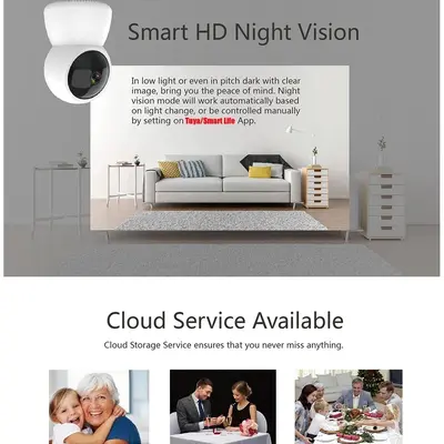 2MP Smart Network Camera 1080P, 360 Degree Rotation, Night Vision