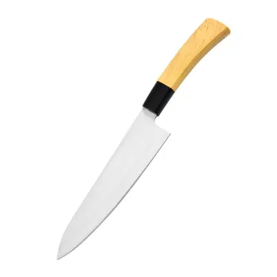Japanese-style kitchen knife set, stainless steel, wood-pattern handle - 12