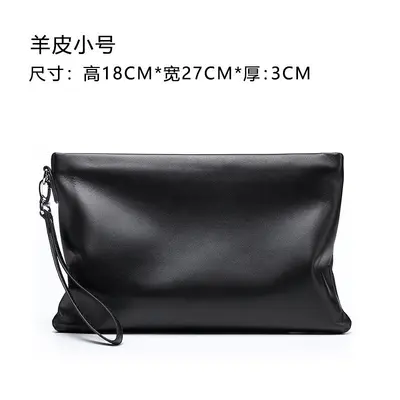 Men's Genuine Leather Sheepskin Envelope Clutch, Large Capacity Business Bag - 7