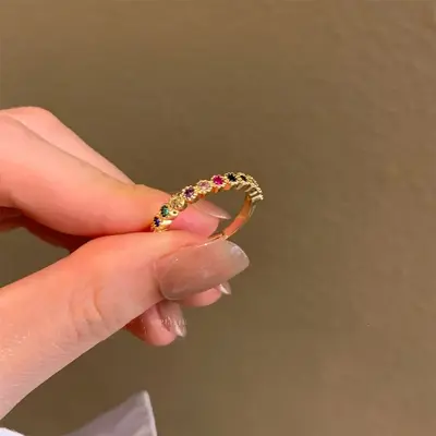 Turmalin Regenbogen Ring, verstellbar - 7