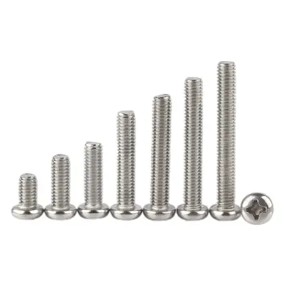Nikel kaplamalı PM çapraz yuvalı makine vidası, M1.4-M4