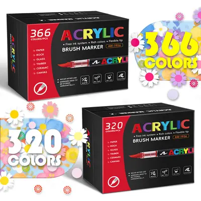 366-teiliges Acryl-Marker-Set mit weicher Spitze, stapelbar