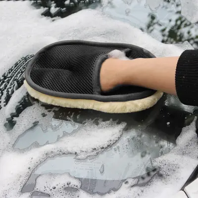 Autowaschhandschuh aus Plüsch, einseitig verdickt, Schaum-Reinigungstuch