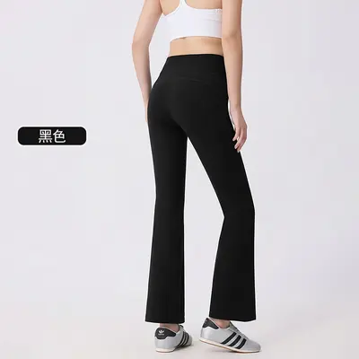 Kadın yoga pantolonu, yüksek bel, dar kesim, geniş paça, sonbahar-kış