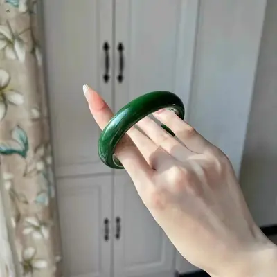 Rusya Hotian yeşil jade bilezik, imparator yeşili - 4