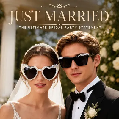 Just MARRIED Verlobungsparty-Sonnenbrille mit Perlen und Herzen - 5