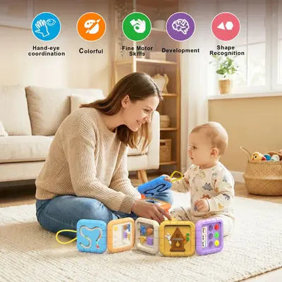 Busy Bead Stacking Toy Baby Mirror Montessori Early Education Educational Toy Busy Board Fine Motor Training Skills Cross-border Certified