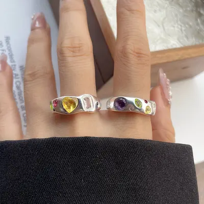 Lanzi 925 Silver Women's Ring Korean Design Adjustable - 5